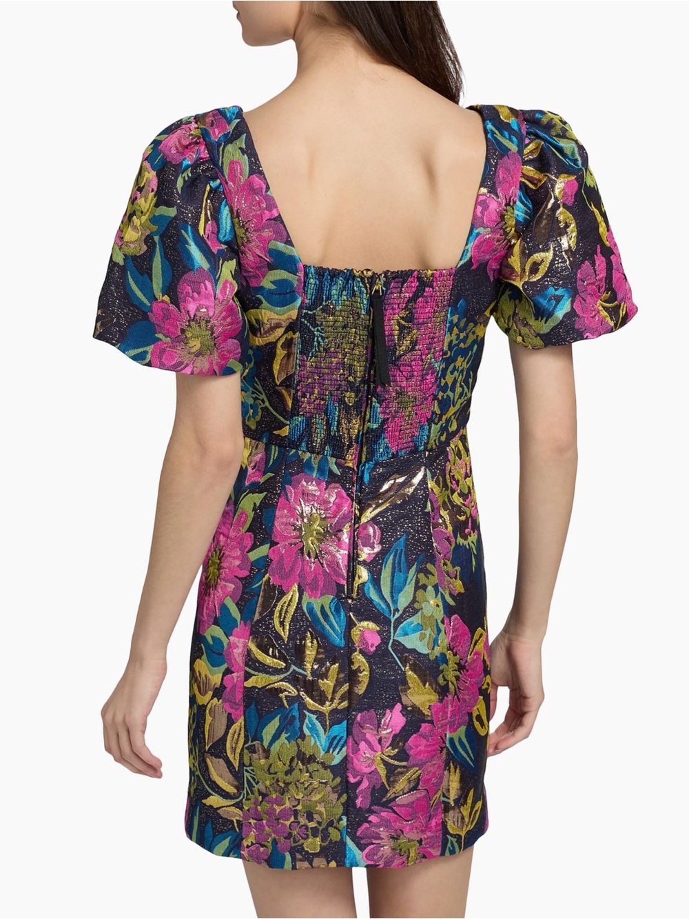 NWT Lilly Pulitzer Booker Brocade Floral Puff-Sleeve Romper/Mini Dress Size 14 - Picture 5 of 8